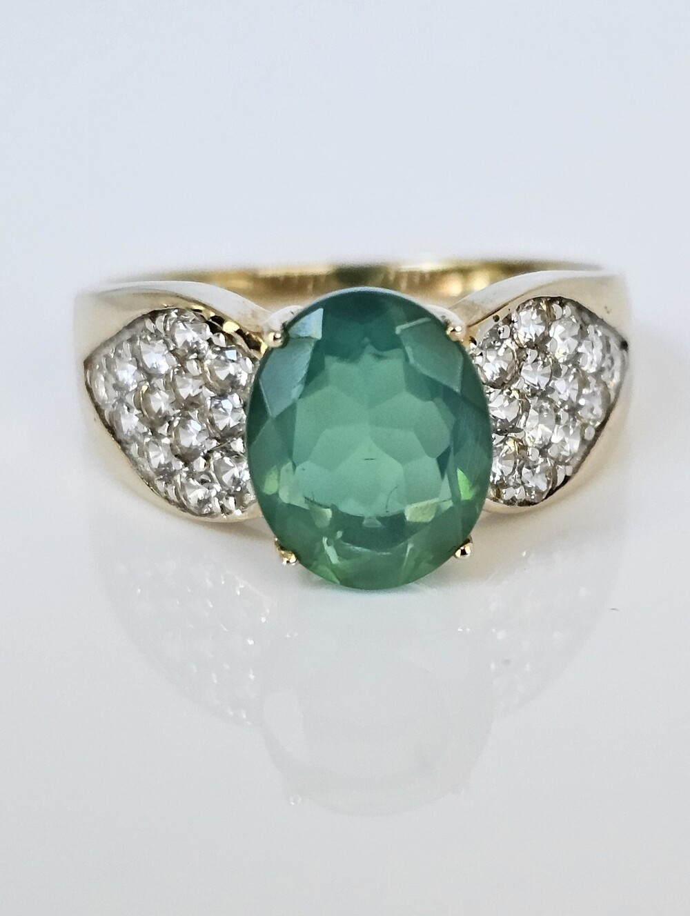 Genuine Ethiopian Opal & Diamond 10K Yellow Gold Ring Size 8!
